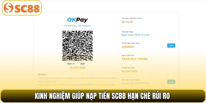 Kinh nghiệm giúp nạp tiền SC88 hạn chế rủi ro